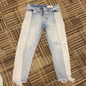 Light wash two toned jeans